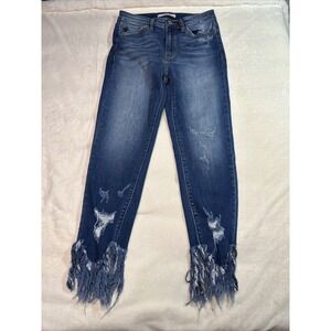 KANCAN Womens Size 5/26 Estila Raw Hem Button Fly Slim Straight Leg Denim Jeans